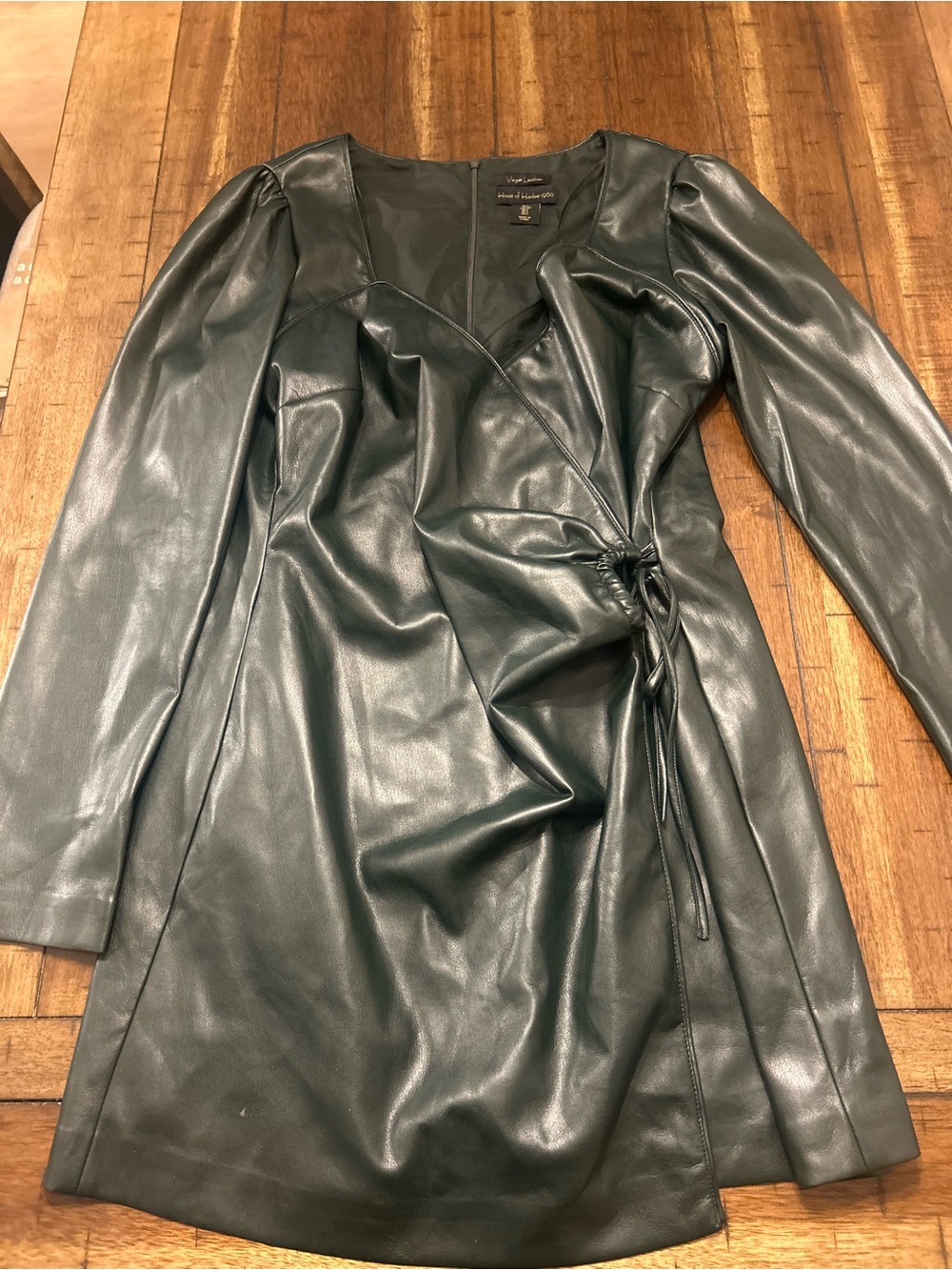 House of Harlow 1960 x REVOLVE Vegan Leather Faux Wrap Mini Dress Green Size Lg